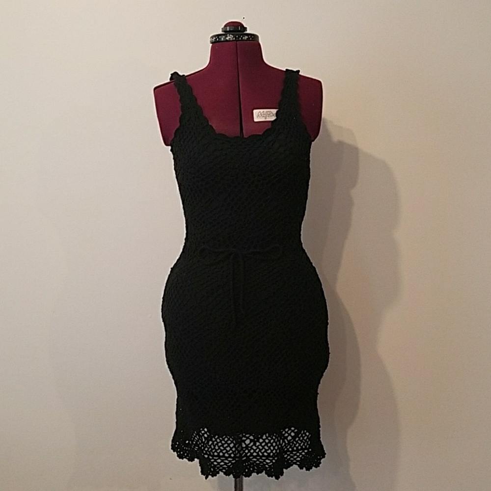 Sexy Crochet Little Black Dress